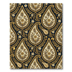 Elegant Gold Paisley Midnight Floral Rug