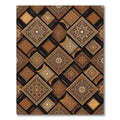 Golden Brown Intricate Medallion Squares Rug
