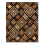 Golden Brown Intricate Medallion Squares Rug