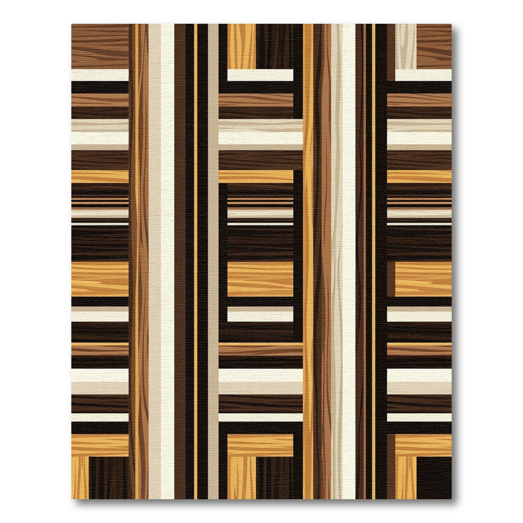Warm Wood Grain Geometric Array Rug