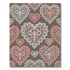 Lace Hearts White Pink Floral Rug
