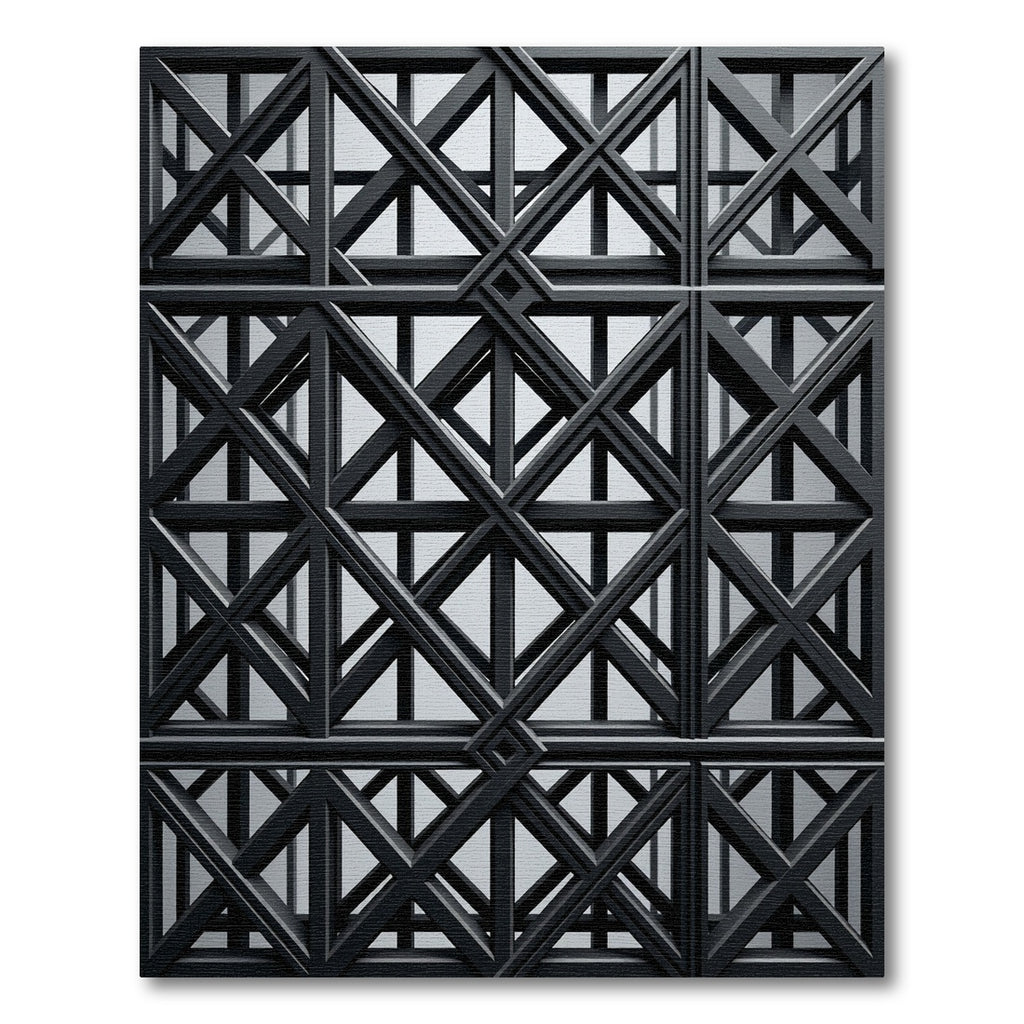 Modern Charcoal Geometric Interlocking Lattice Rug