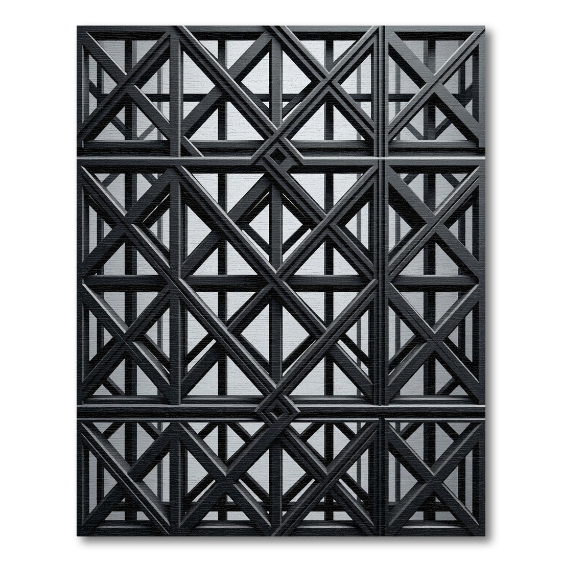 Modern Charcoal Geometric Interlocking Lattice Rug
