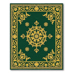 Emerald Gold Ornate Medallion Border Rug