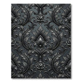 Ornate Charcoal Scrollwork Floral Rug