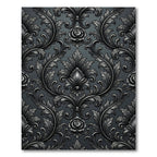 Ornate Charcoal Scrollwork Floral Rug