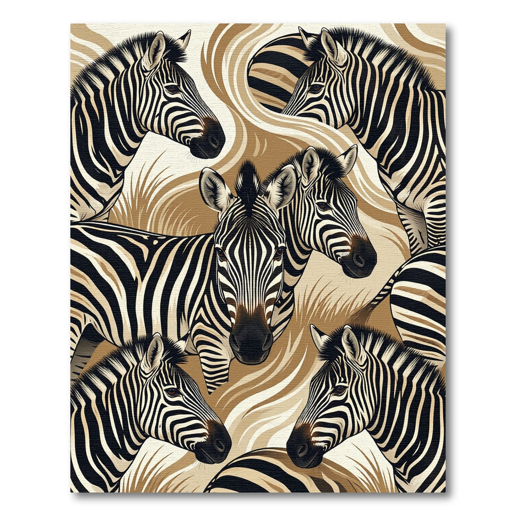 Abstract Gold and Cream Zebra Striped Rug