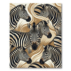 Abstract Gold and Cream Zebra Striped Rug