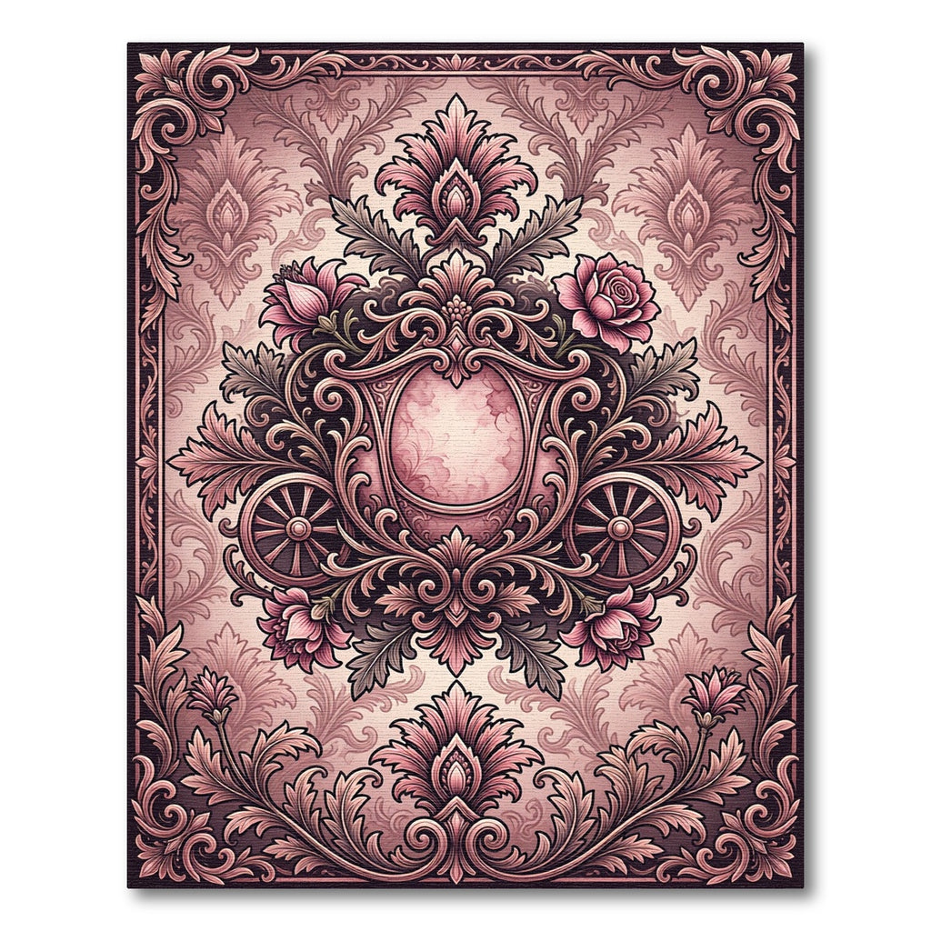 Victorian Rose Carriage Scrollwork Rug
