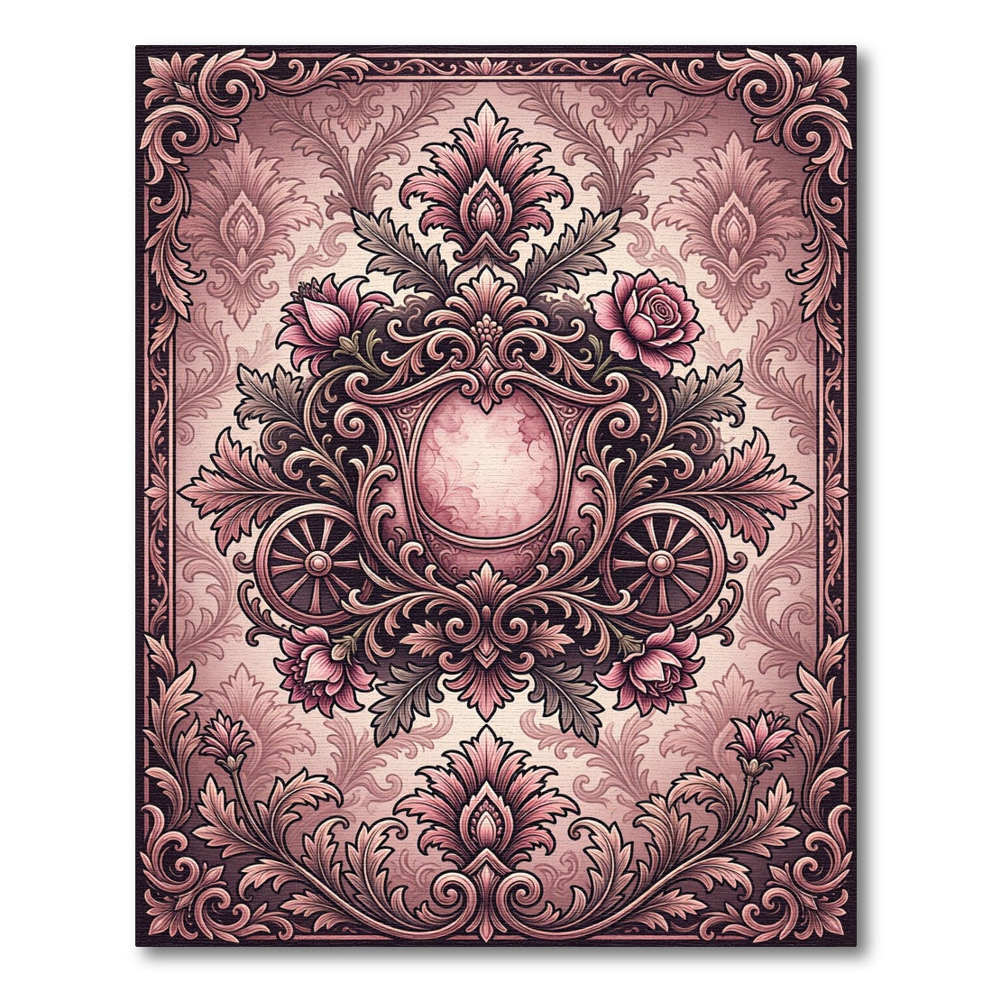 Victorian Rose Carriage Scrollwork Rug