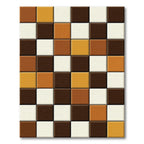 Modern Earth Toned Tiled Grid Rug