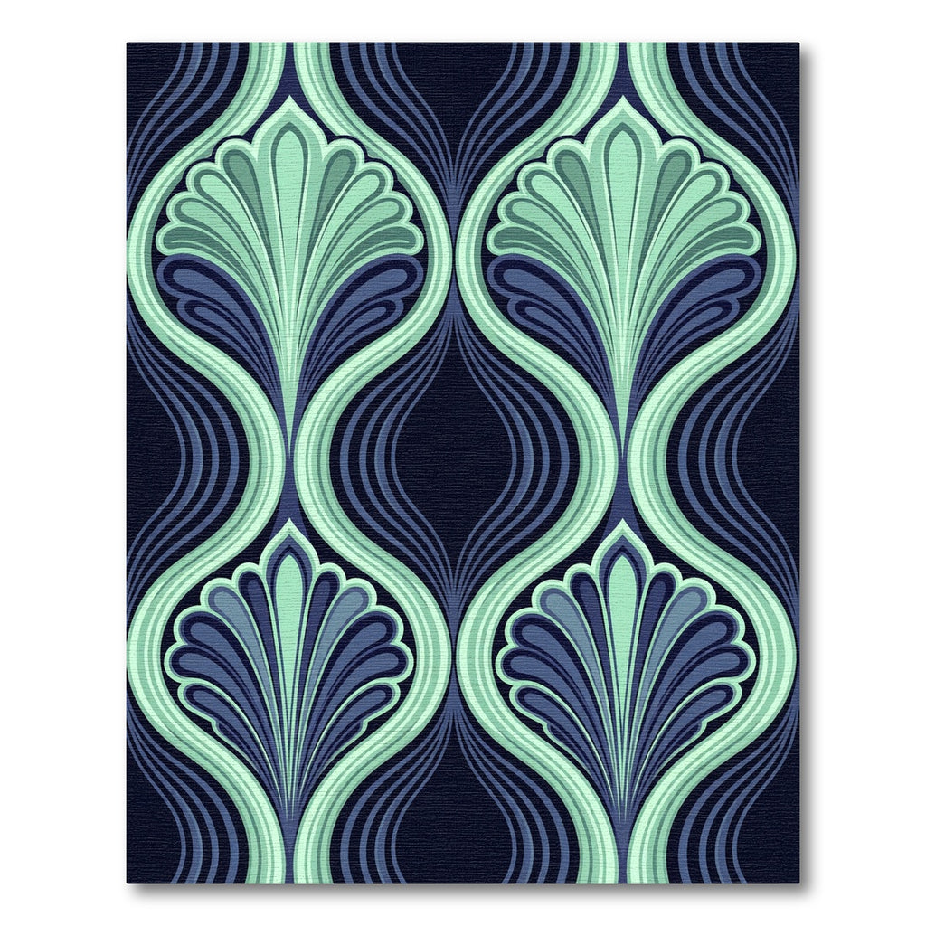 Art Deco Teal And Navy Fan Rug