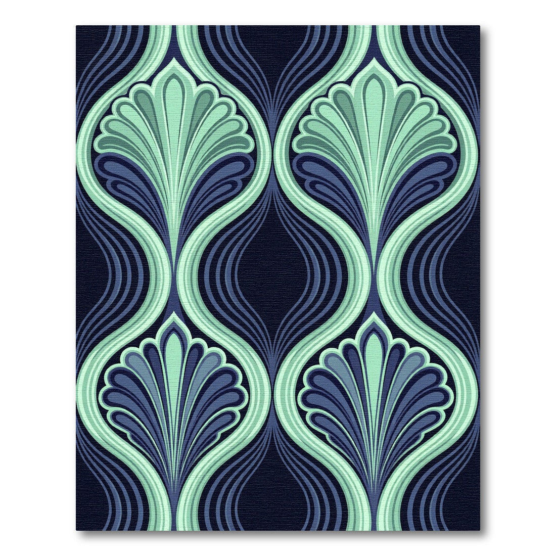 Art Deco Teal And Navy Fan Rug