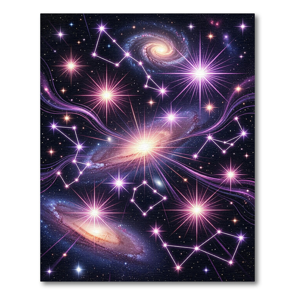 Cosmic Pink Star Constellation Galaxy Rug