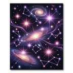 Cosmic Pink Star Constellation Galaxy Rug