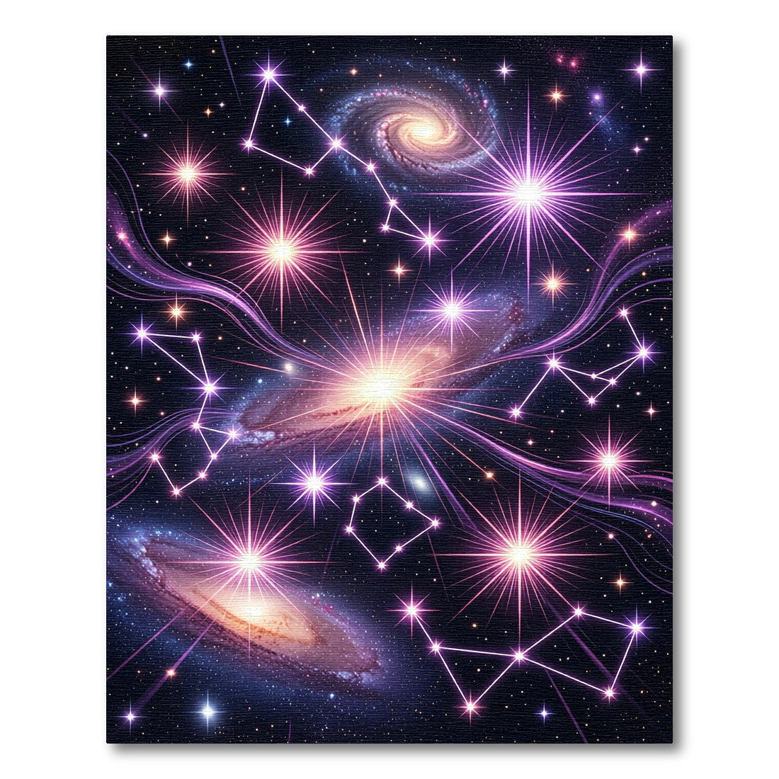 Cosmic Pink Star Constellation Galaxy Rug