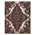 Rich Burgundy Floral Medallion Scroll Rug
