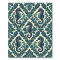 Elegant Teal Seahorse Damask Ocean Wallpaper Rug