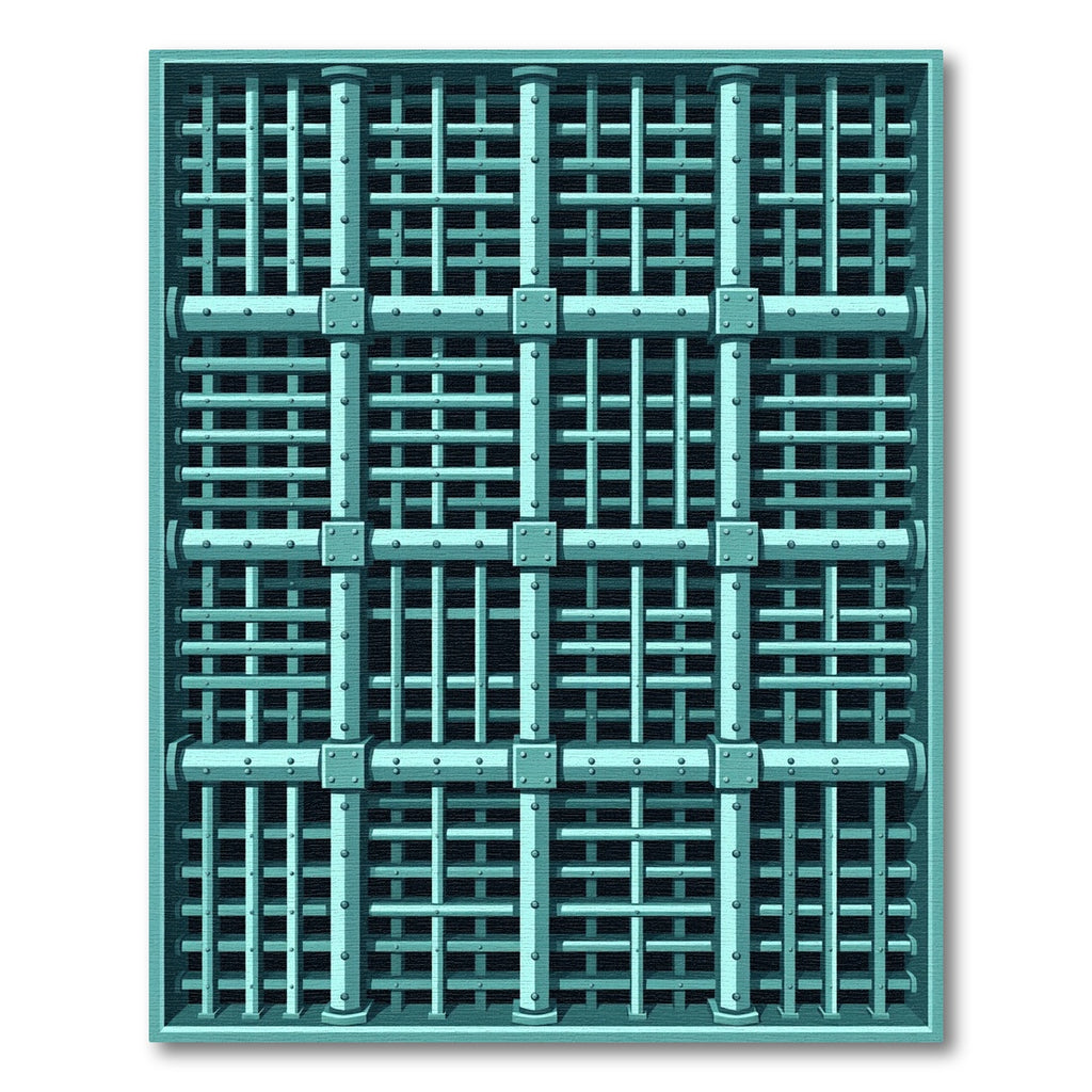 Teal Grid Bars Rug