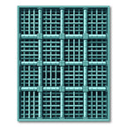 Teal Grid Bars Rug