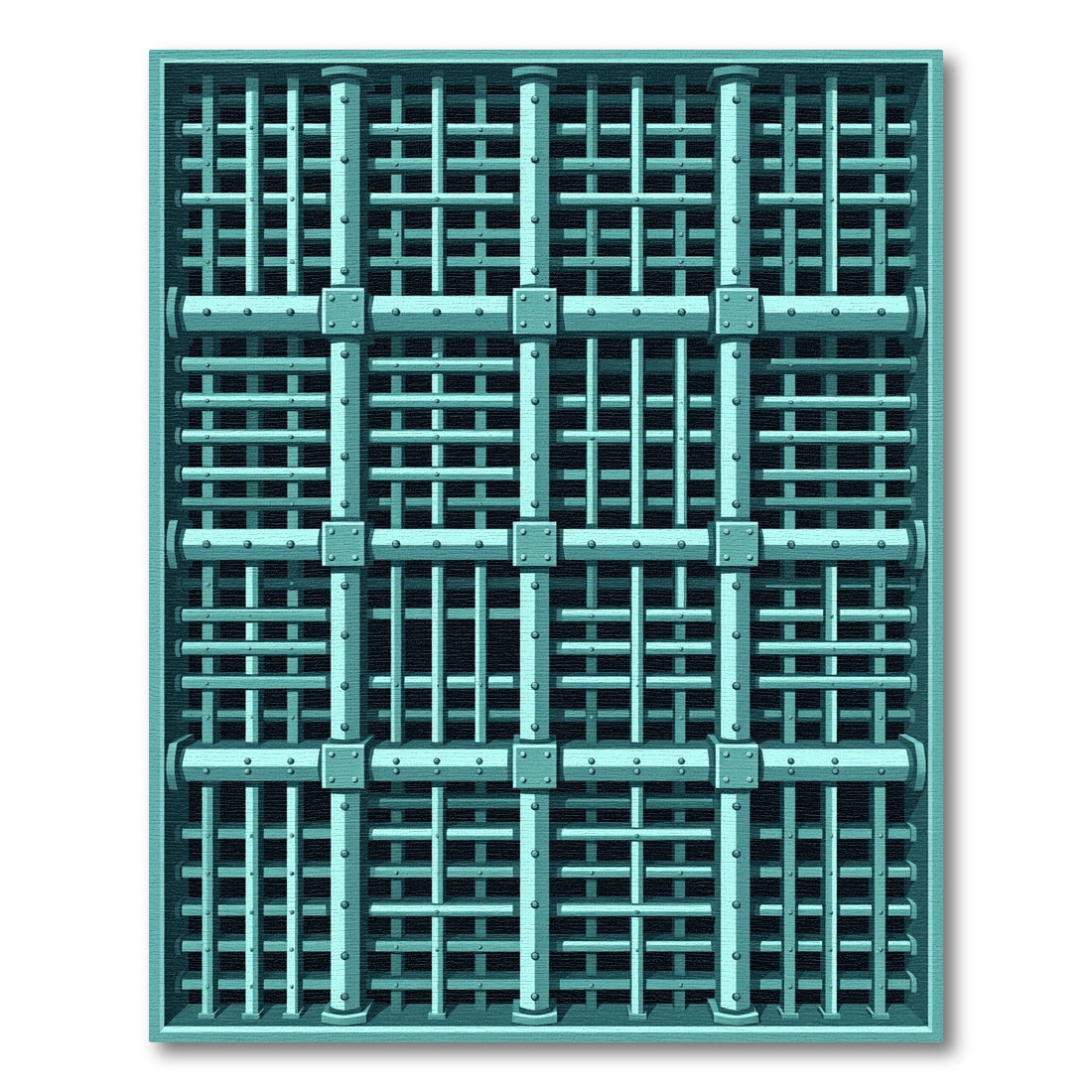 Teal Grid Bars Rug