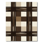 Deep Brown Tan Plaid Squares Rug