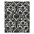 Black White Damask Acanthus Floral Scroll Rug
