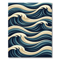 Deep Blue Cream Ocean Waves Rug