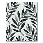 Monochrome Botanical Leaf Silhouette Art Rug