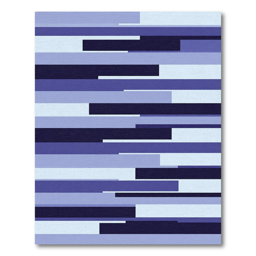 Deep Blue Geometric Stripe Rug