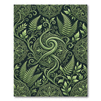 Lush Emerald Fern Swirl Botanical Rug