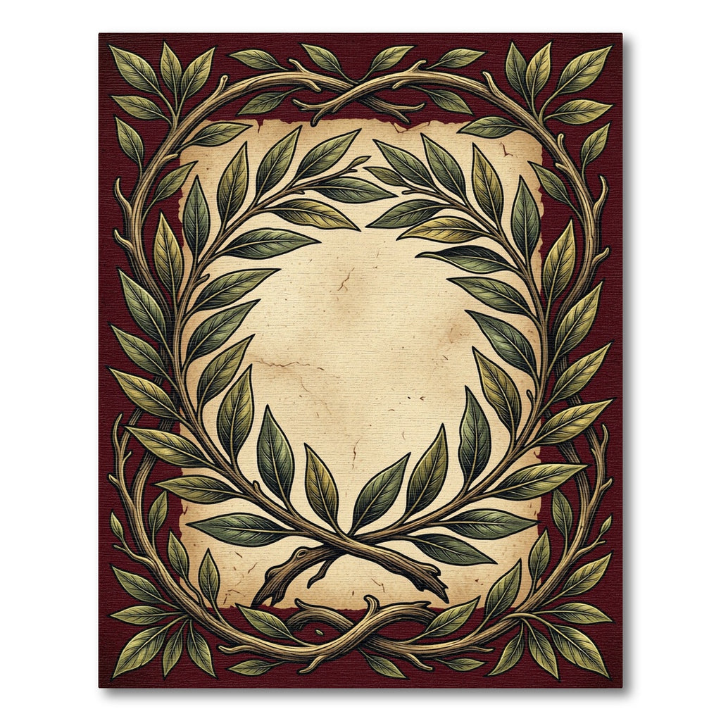 Red Laurel Wreath Border Rug