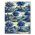 Blue Meadow Landscape Toile Country Scene Rug