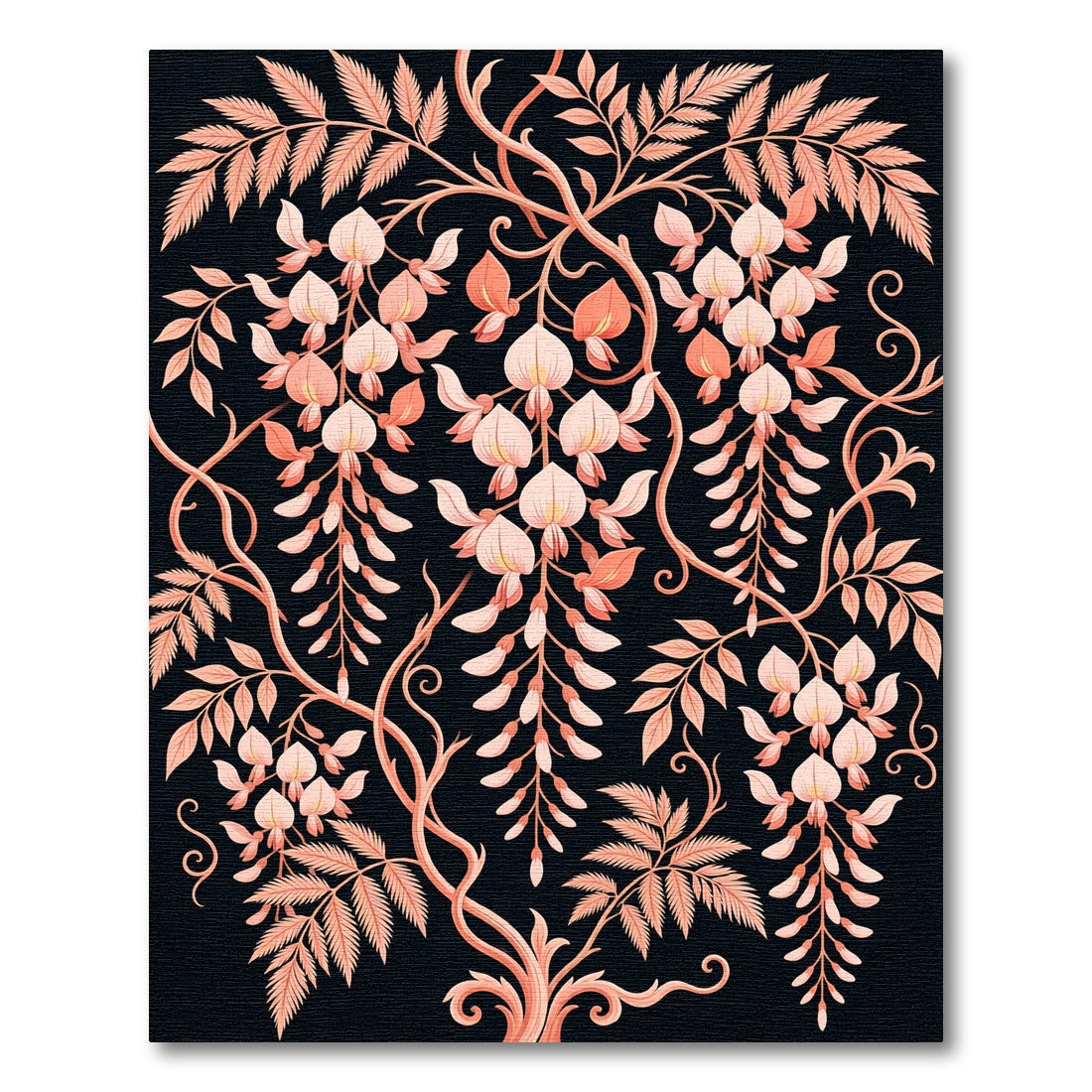 Elegant Blush Wisteria Botanical Vine Rug