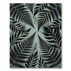 Lush Black Tropical Fern Foliage Rug