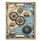 Nautical Compass Ships Map Rug