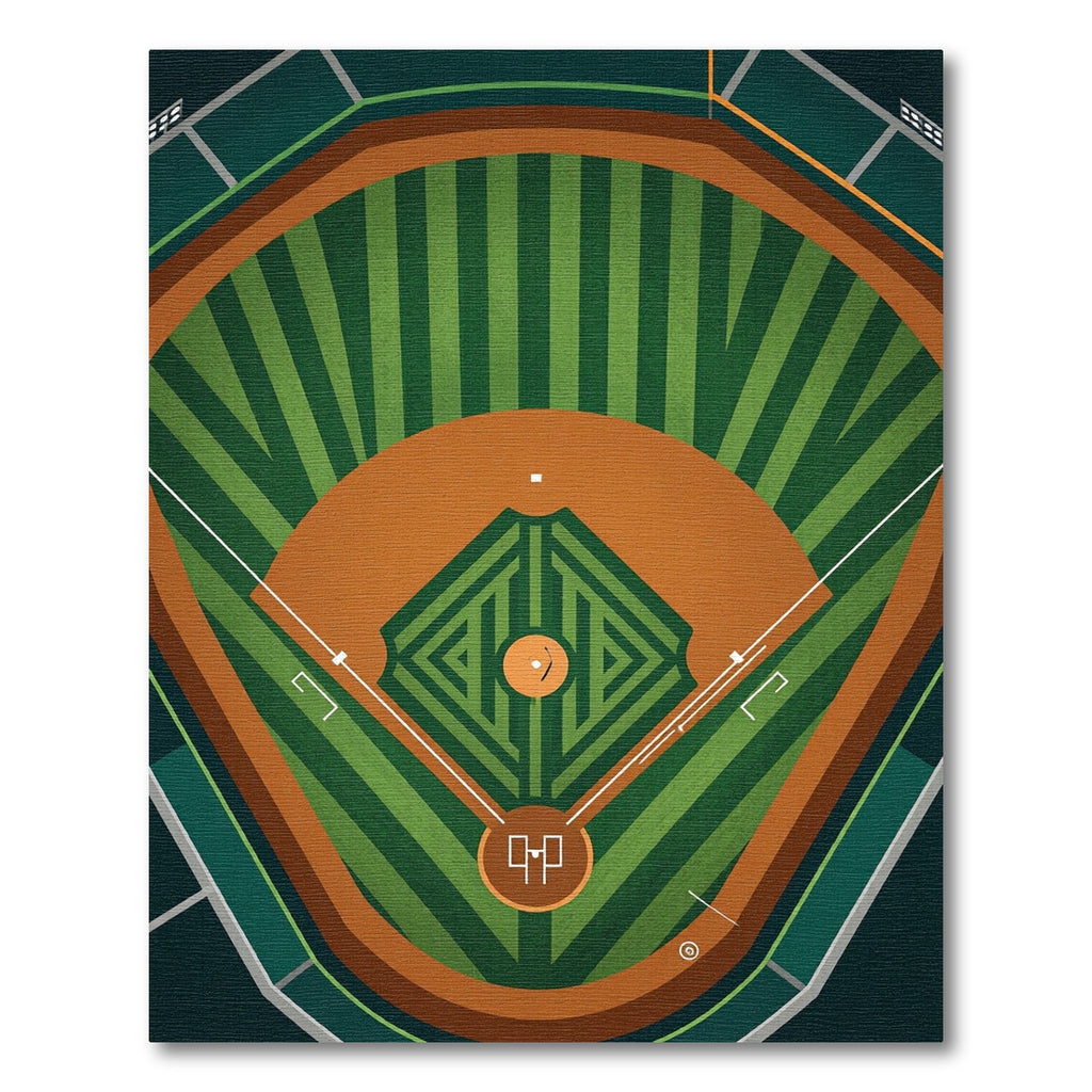 Geometric Green Baseball Field Arena Rug