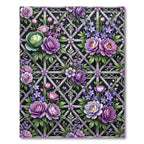Purple Floral Lattice Garden Rug