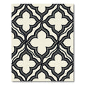 Modern Black and Cream Interlocking Quatrefoil Rug