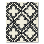 Modern Black and Cream Interlocking Quatrefoil Rug
