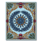 Blue Floral Medallion with Golden Filigree Rug