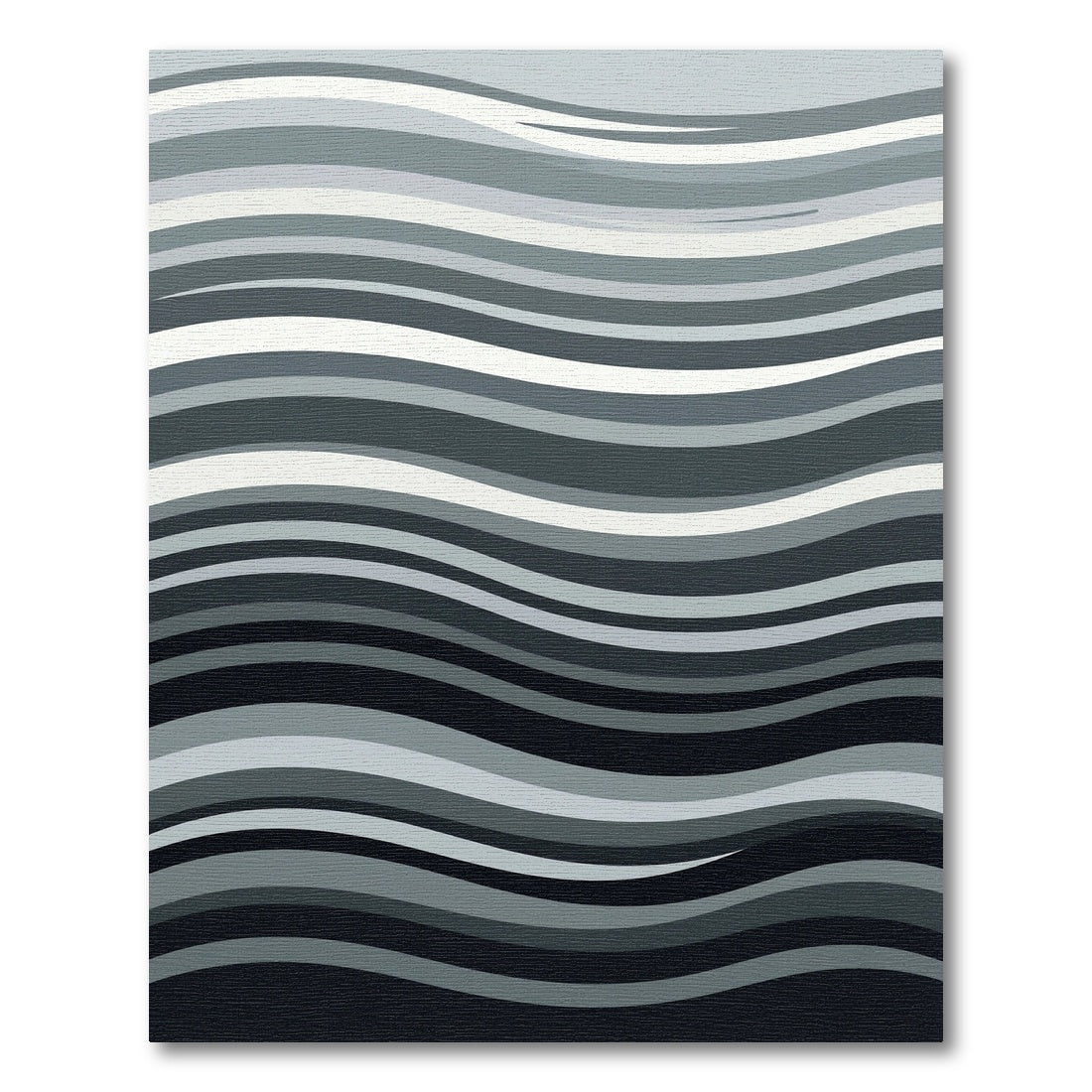 Minimalist Monochrome Wavy Abstract Lines Rug