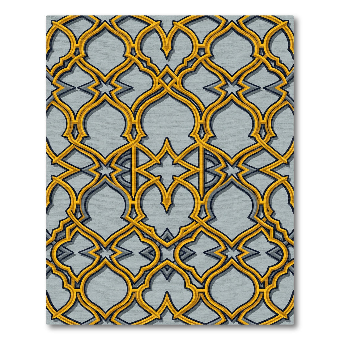 Ornate Gold Lattice Arabesque Rug