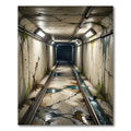 Gritty Tunnel with Blue Water Stains Rug