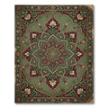 Ornate Sage and Maroon Floral Medallion Rug