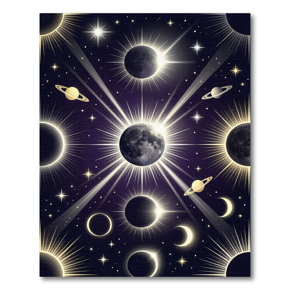 Celestial Sun Moon Lunar Gold Galaxy Rug