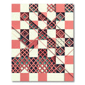 Geometric Coral and Teal Lattice Rug