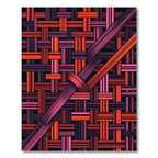 Vibrant Crimson Interlaced Geometric Linear Art Rug