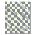 Pale Gray Cream Checkered Geometric Overlay Rug