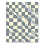 Pale Gray Cream Checkered Geometric Overlay Rug